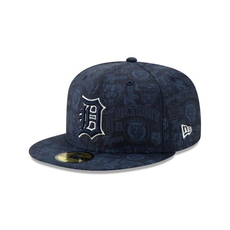 MLB Detroit Tigers Sketched 59Fifty Fitted (BTX6527) - Blue New Era Caps